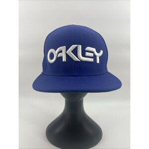 Oakley Hat Cap Snapback Blue White Spell Out Big Embroidered 3D Logo LNC 1size